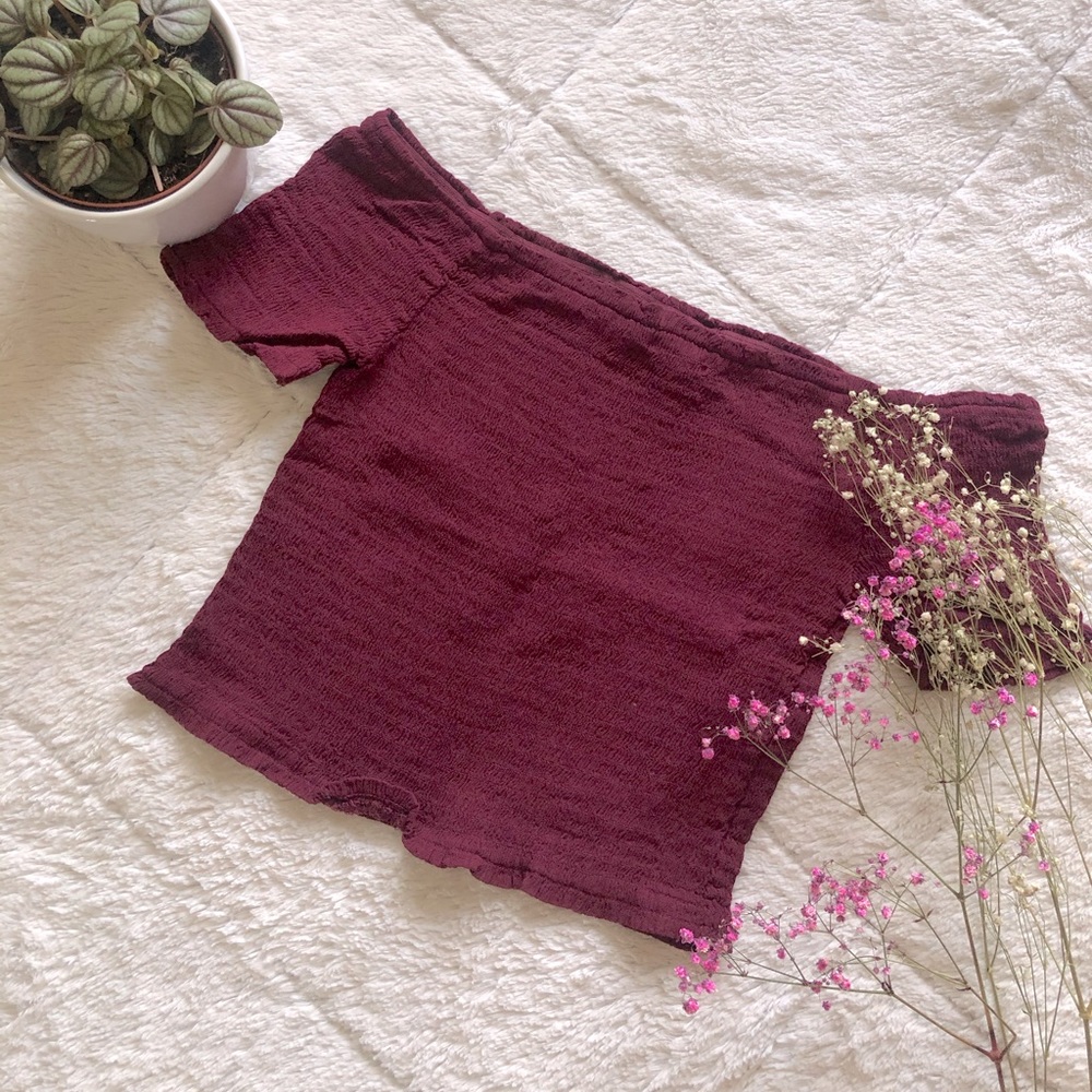 2 for 25❗️Off shoulder maroon cropped top